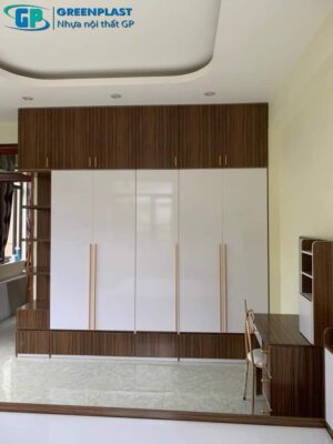 mẫu tủ quần áo nhựa GP vân gỗ mun sang trọng
