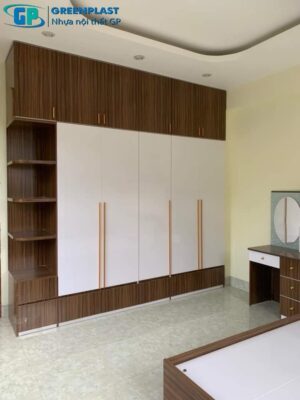 mẫu tủ quần áo nhựa GP vân gỗ mun độc đáo