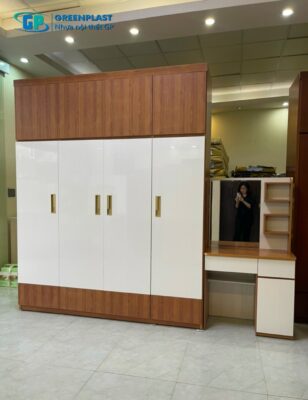 mẫu tủ quần áo kết hợp tivi